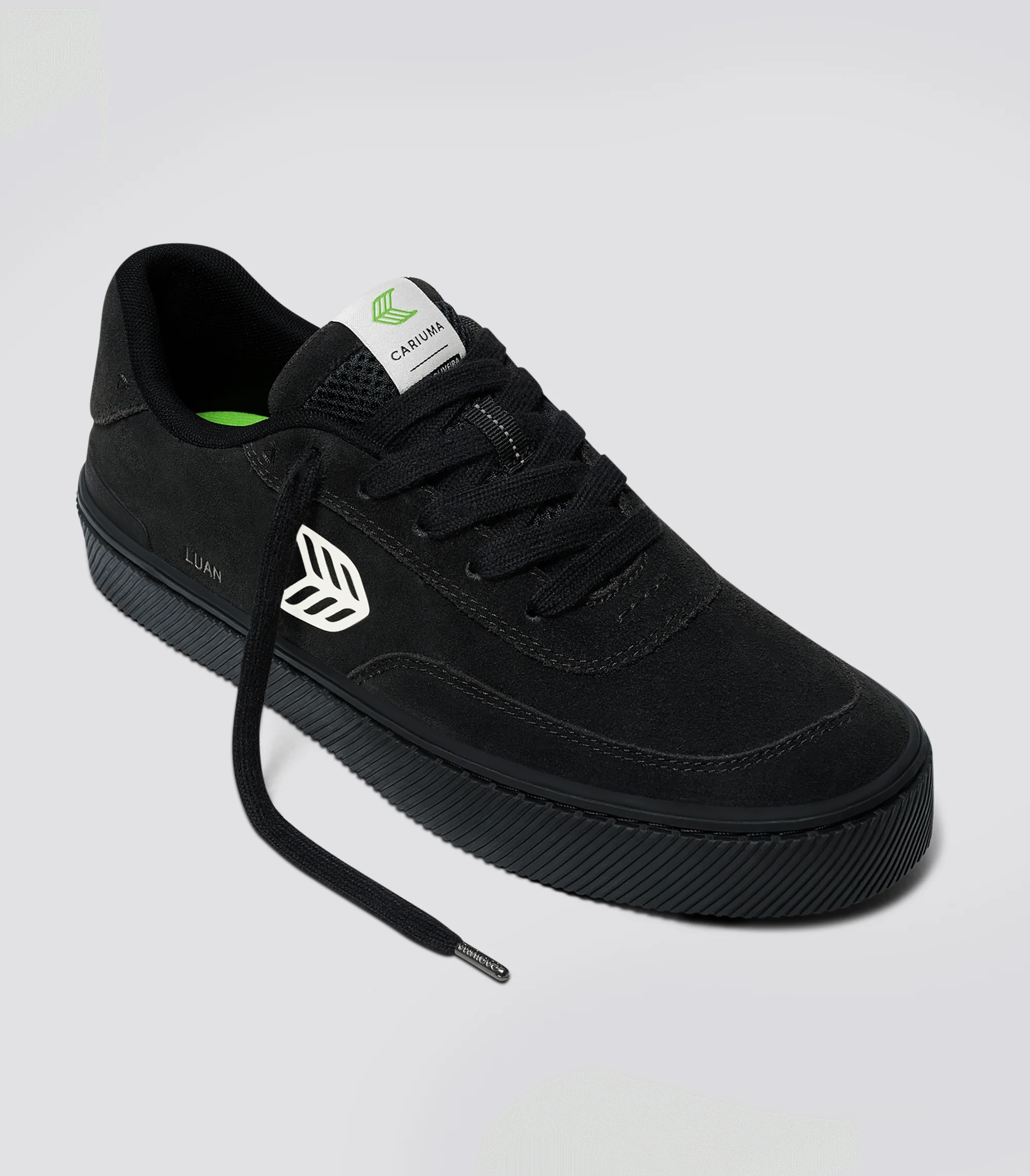 LUAN PRO All Black Suede Ivory Logo Sneaker - Image 2