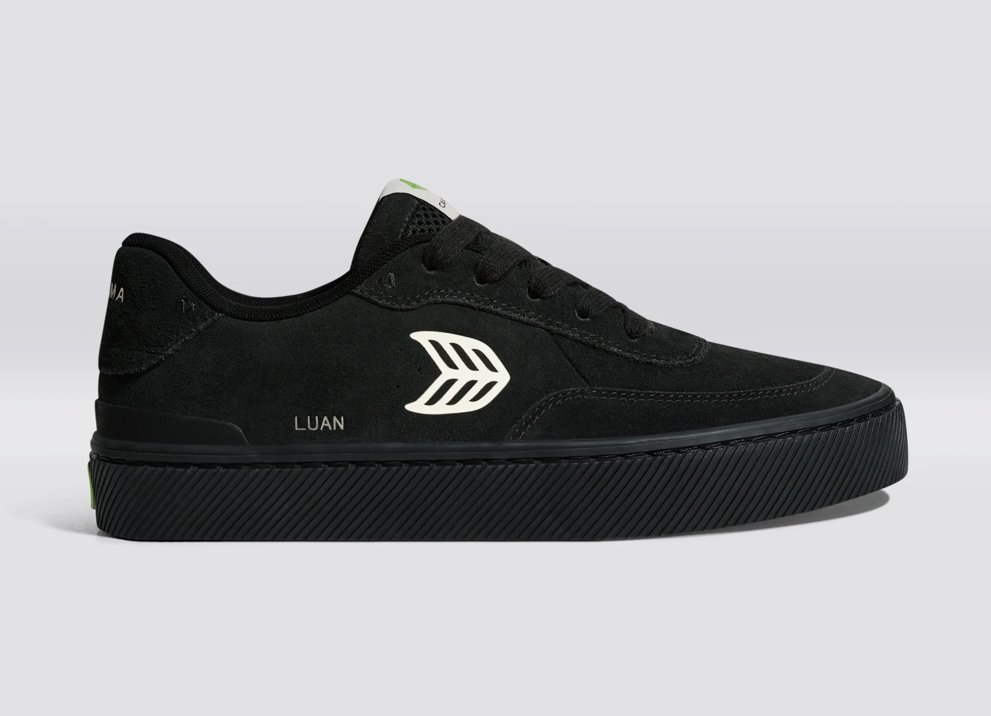 LUAN PRO All Black Suede Ivory Logo Sneaker - Image 4
