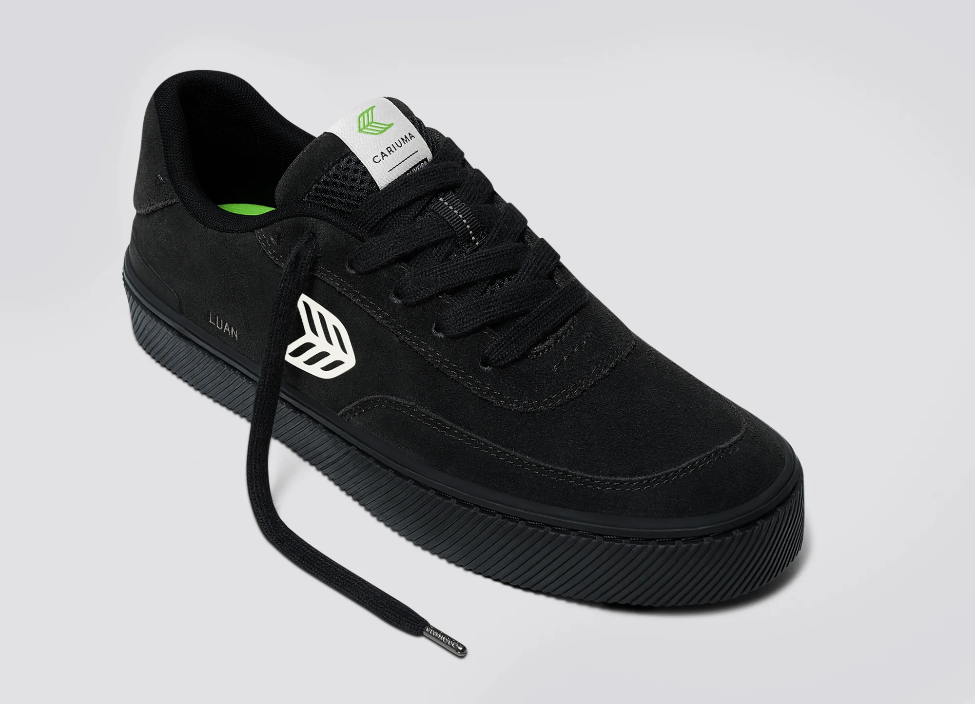 LUAN PRO All Black Suede Ivory Logo Sneaker - Image 5