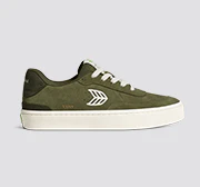 LUAN PRO Olive Green Suede Ivory Logo Sneaker - Image 11