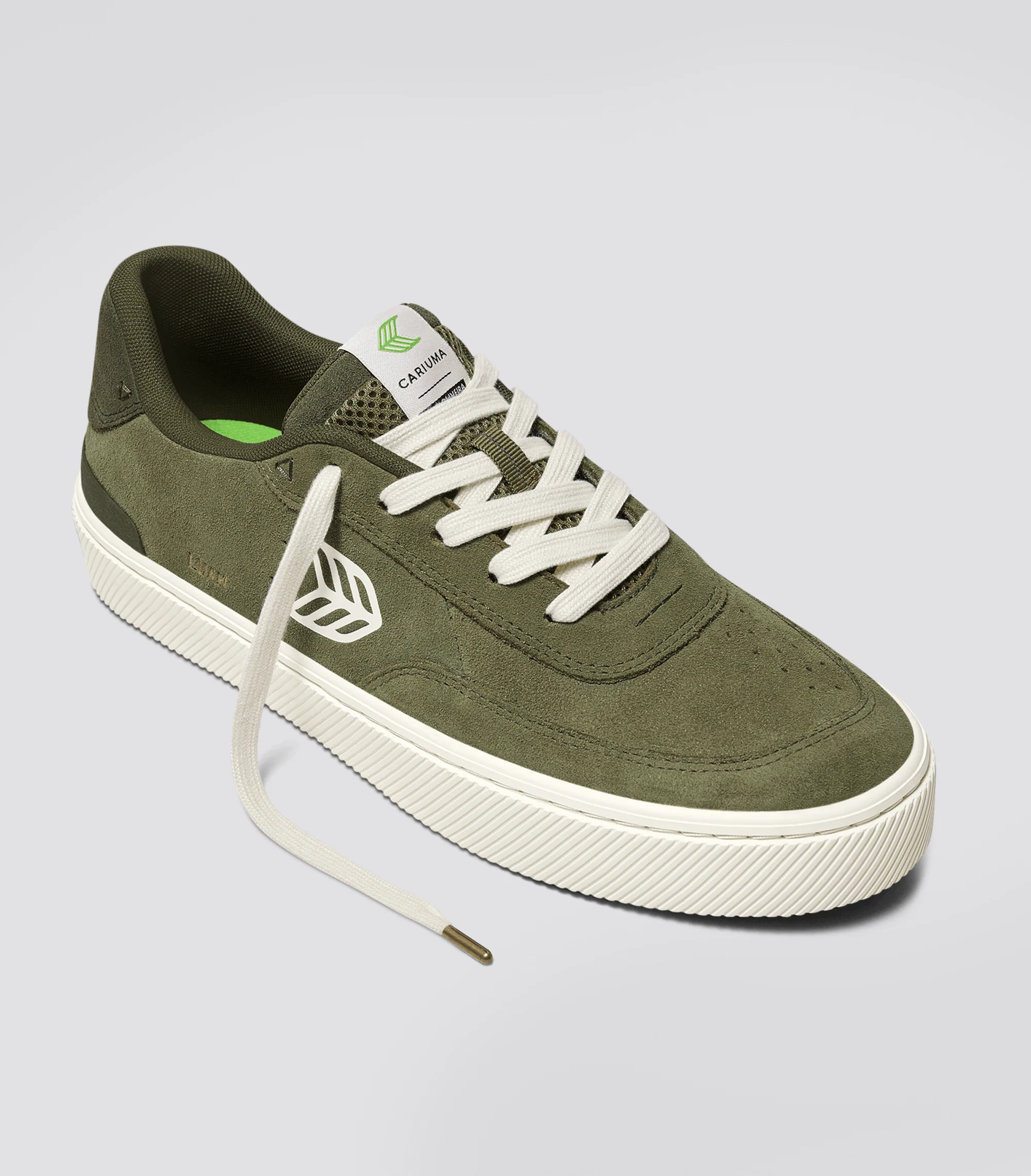 LUAN PRO Olive Green Suede Ivory Logo Sneaker - Image 2