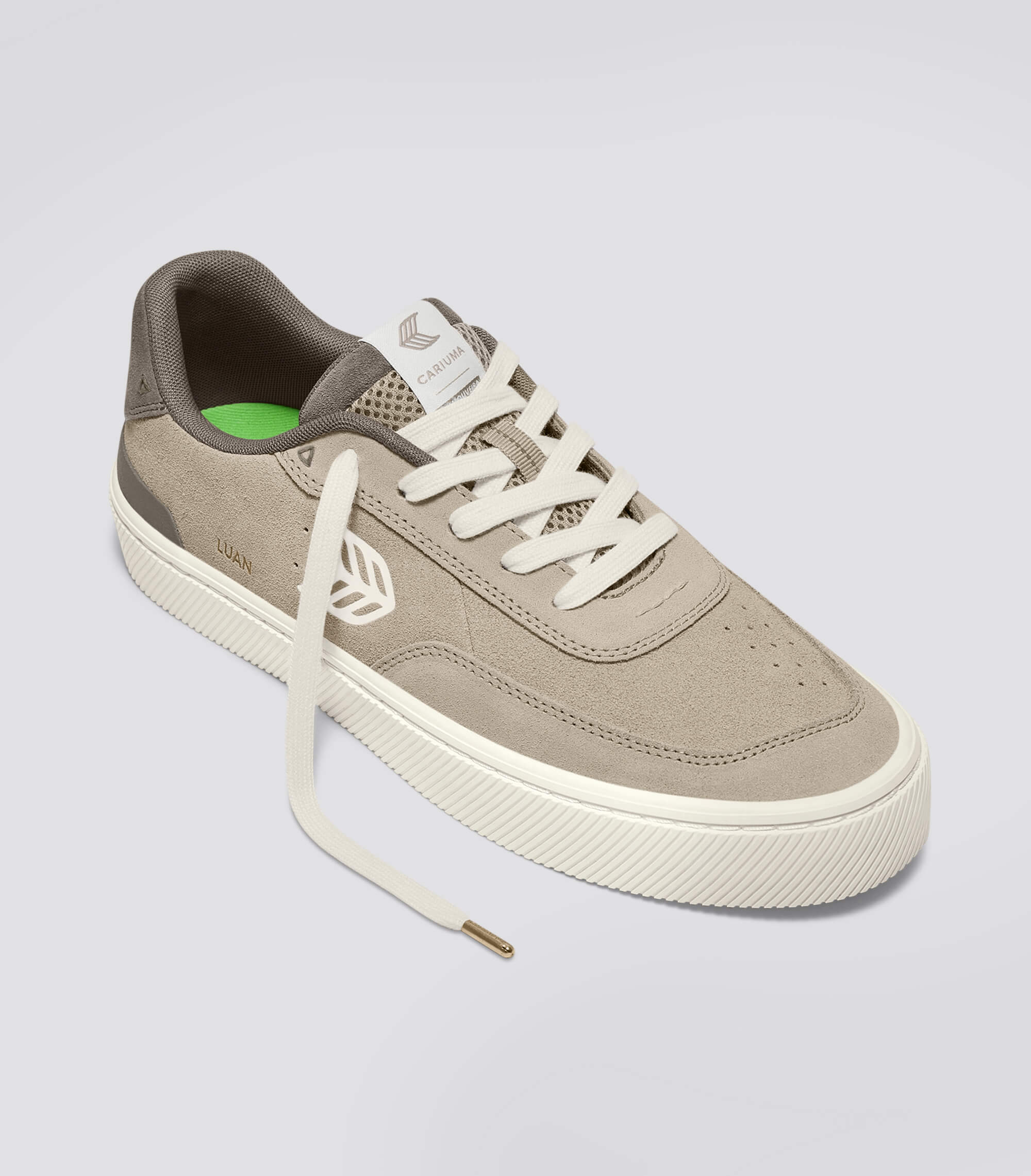 LUAN PRO Plaza Taupe Suede Ivory Logo Sneaker - Image 2