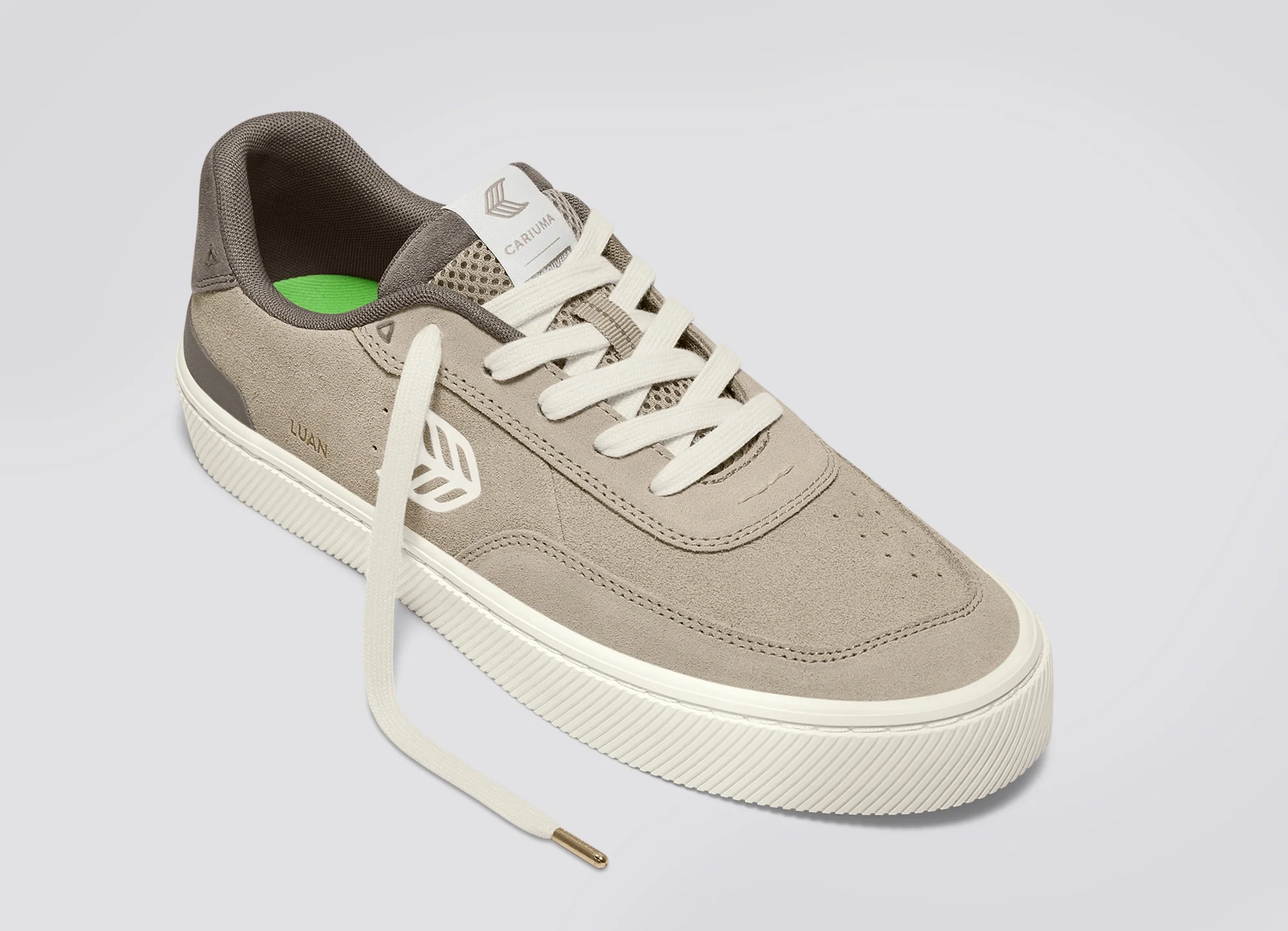 LUAN PRO Plaza Taupe Suede Ivory Logo Sneaker - Image 5