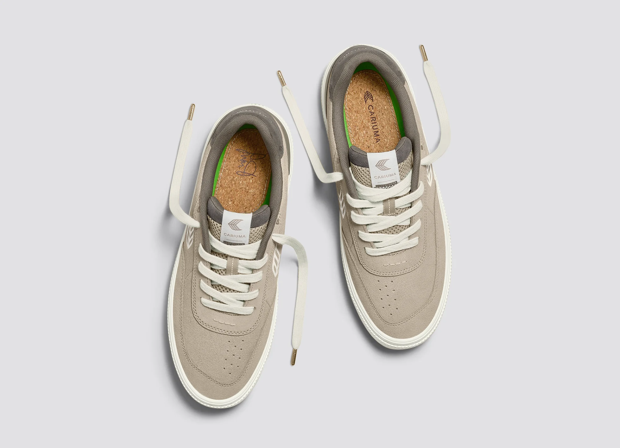 LUAN PRO Plaza Taupe Suede Ivory Logo Sneaker - Image 9