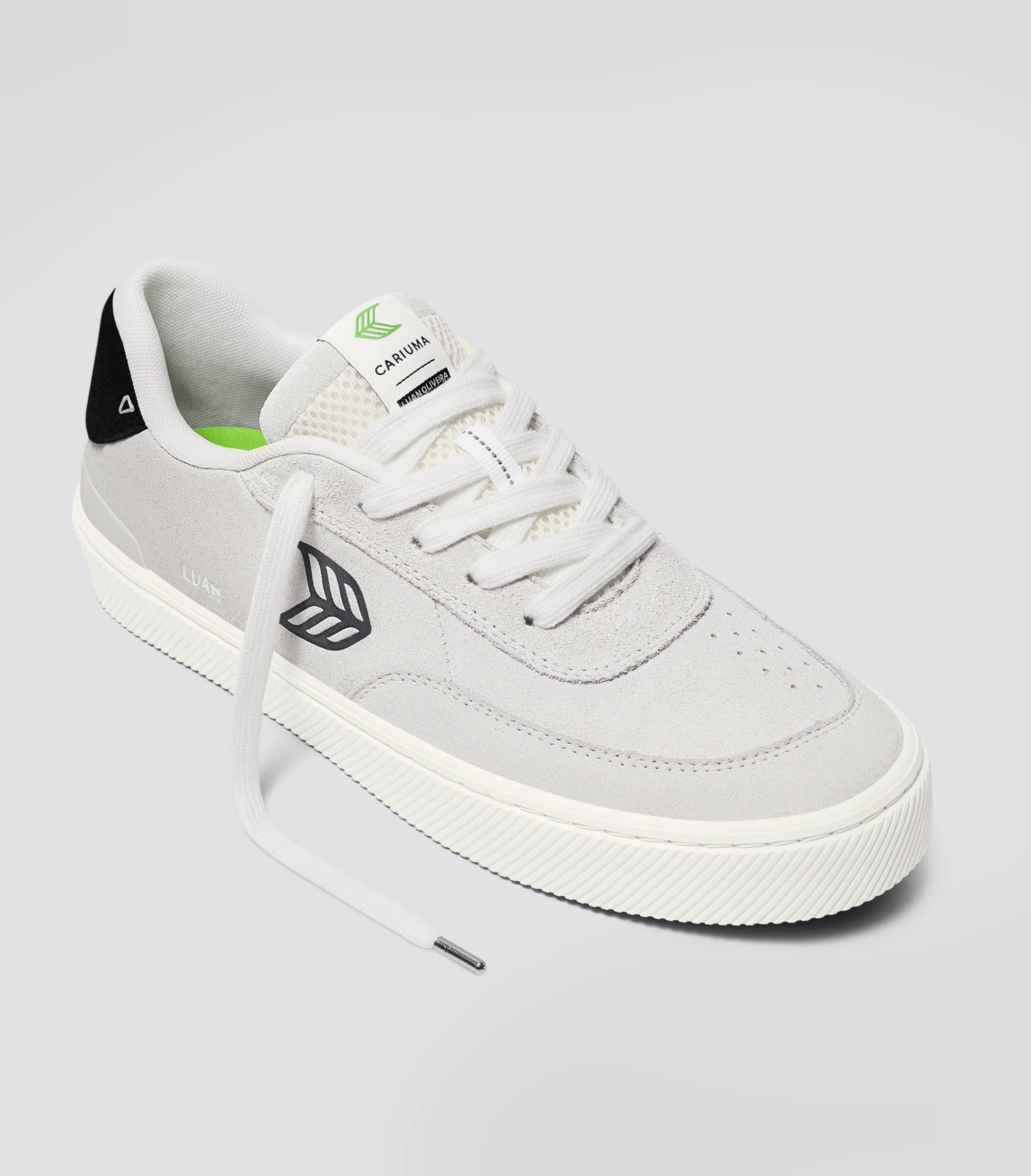 LUAN PRO Smoke White Suede Black Logo Sneaker - Image 3