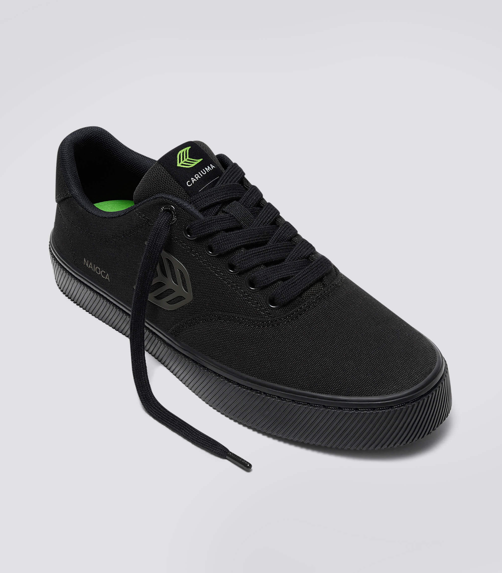 NAIOCA All Black Canvas Ash Grey Logo Sneaker - Image 2