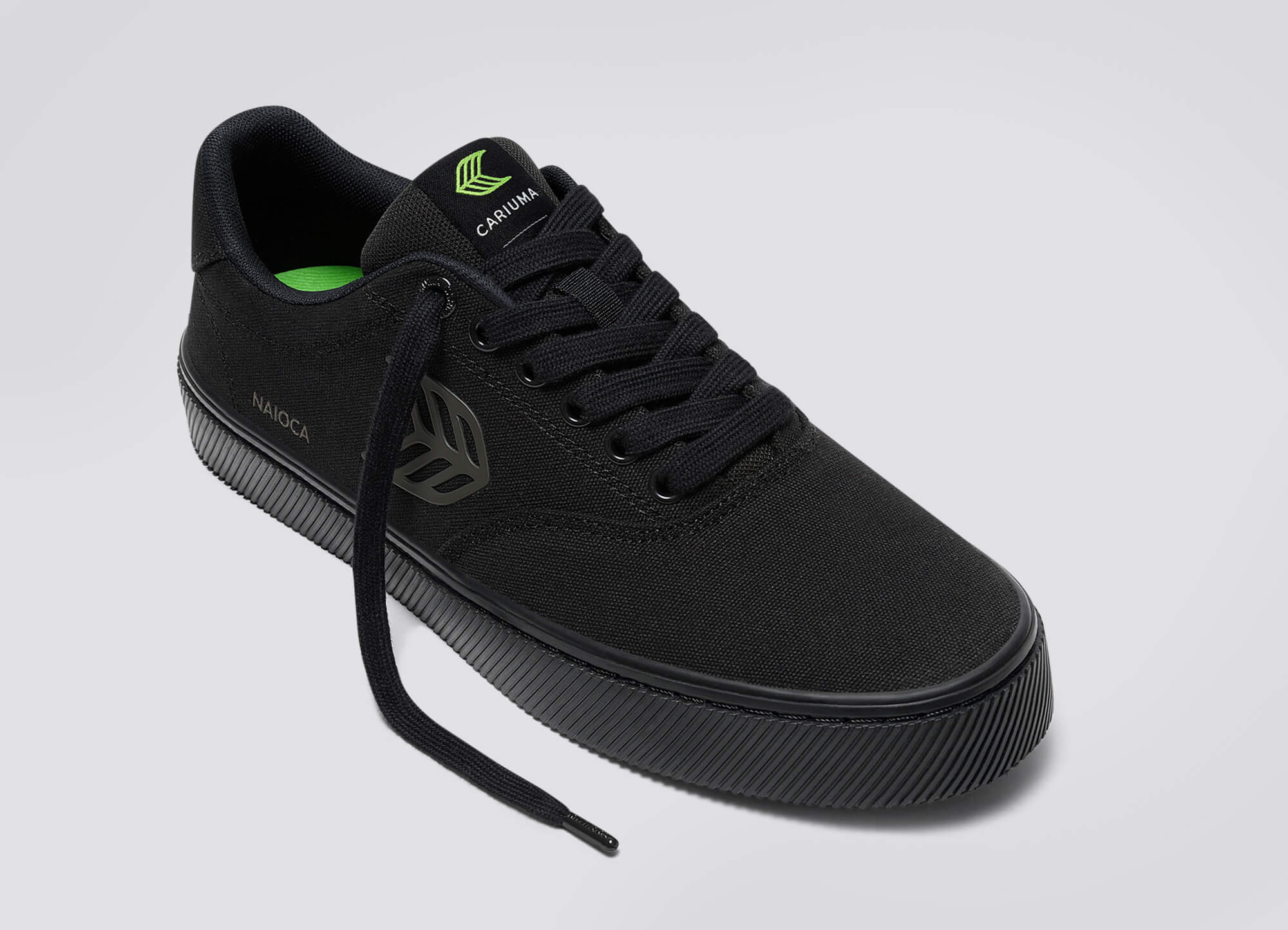 NAIOCA All Black Canvas Ash Grey Logo Sneaker - Image 5