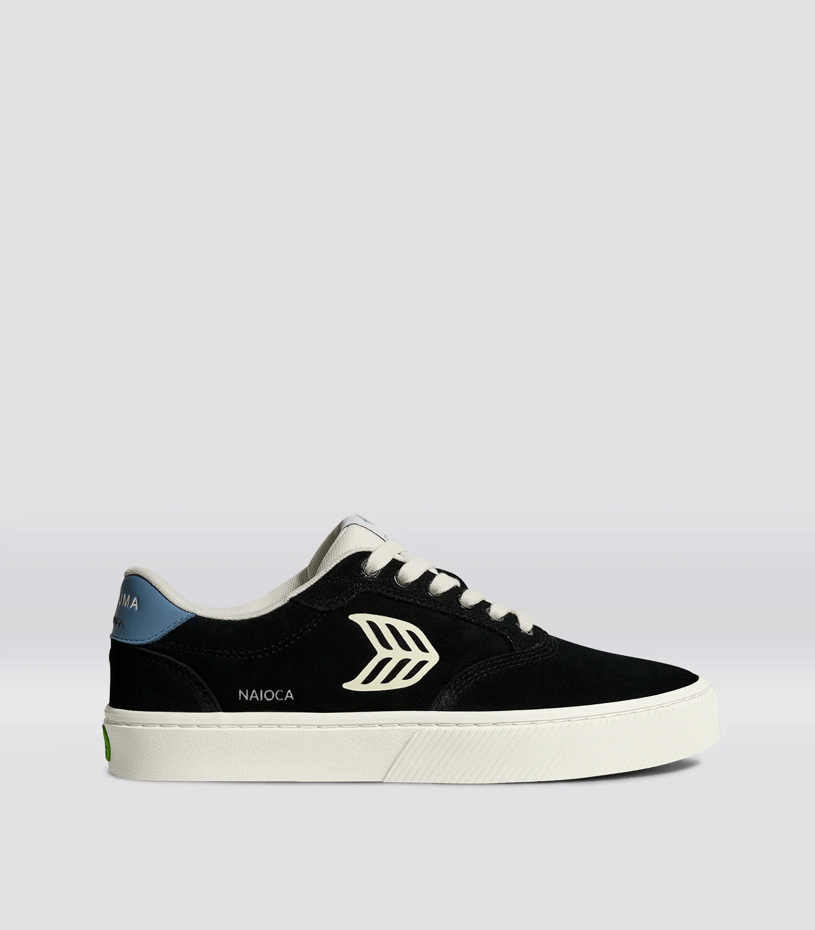 NAIOCA Black Suede Ivory Logo Washed Blue Sneaker