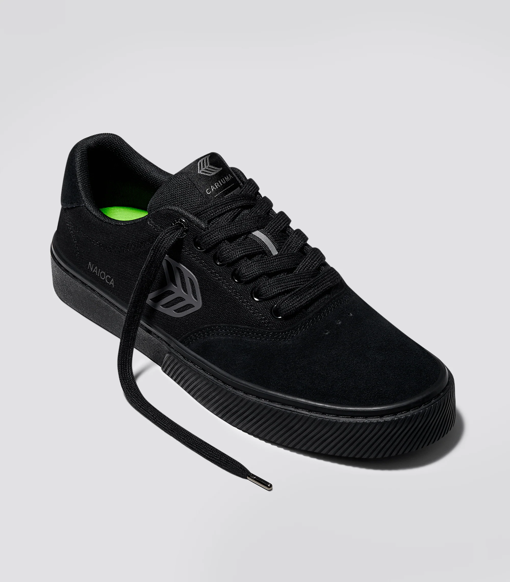 NAIOCA PRO All Black Suede and Canvas Ash Grey Logo Sneaker - Image 3