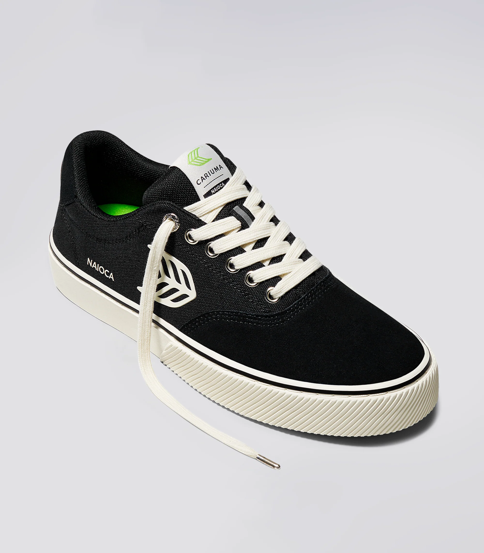NAIOCA PRO Black Suede and Canvas Ivory Logo Sneaker - Image 2