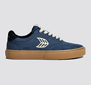 NAIOCA PRO Gum Shadow Blue Suede and Canvas Ivory Logo Sneaker - Image 11