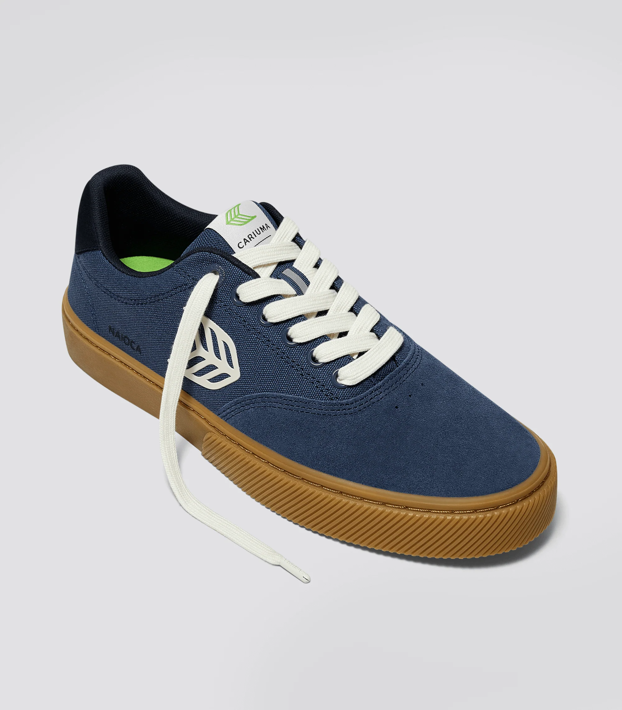 NAIOCA PRO Gum Shadow Blue Suede and Canvas Ivory Logo Sneaker - Image 2