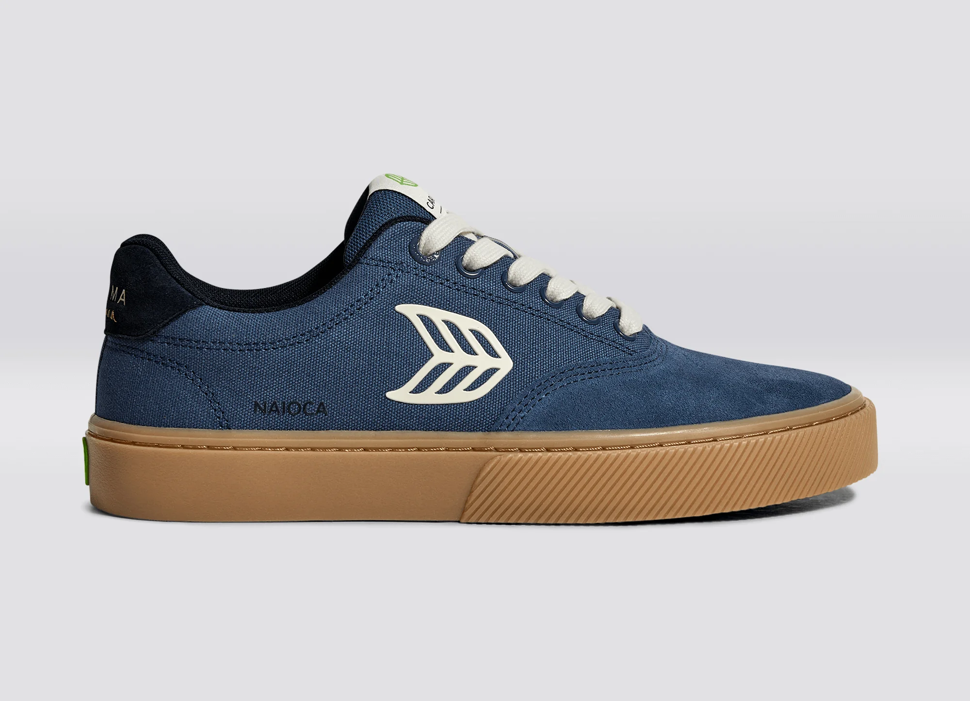 NAIOCA PRO Gum Shadow Blue Suede and Canvas Ivory Logo Sneaker - Image 4