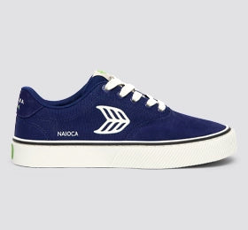 NAIOCA PRO Marine Blue Suede and Canvas Ivory Logo Sneaker - Image 11