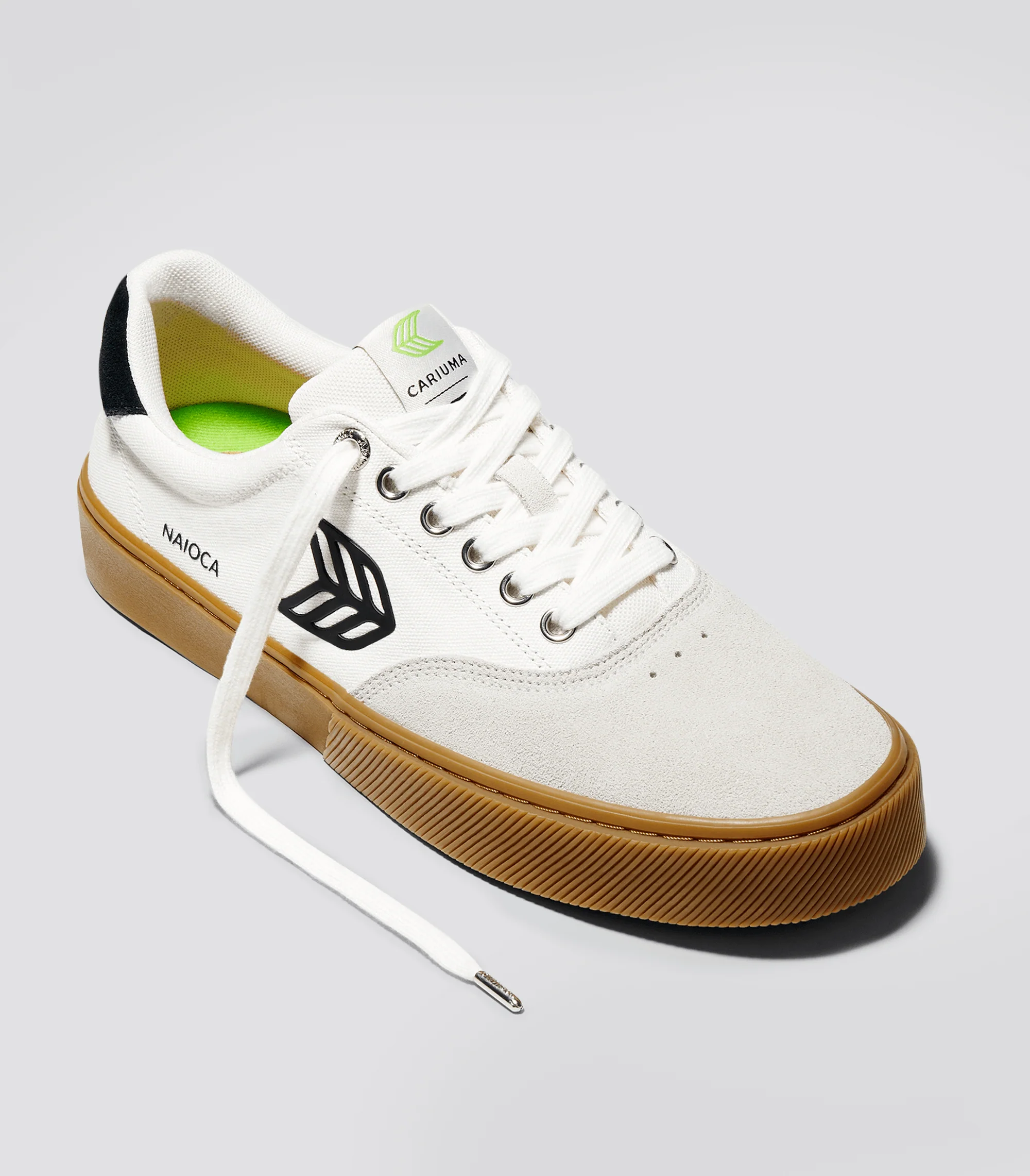 NAIOCA PRO Gum Vintage White Suede Off-White Canvas Black Logo Sneaker - Image 2
