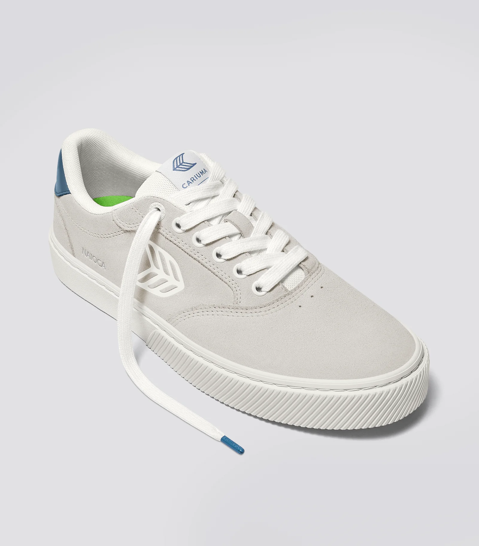 NAIOCA Smoke White Suede Off-White Logo Washed Blue Sneaker - Image 2