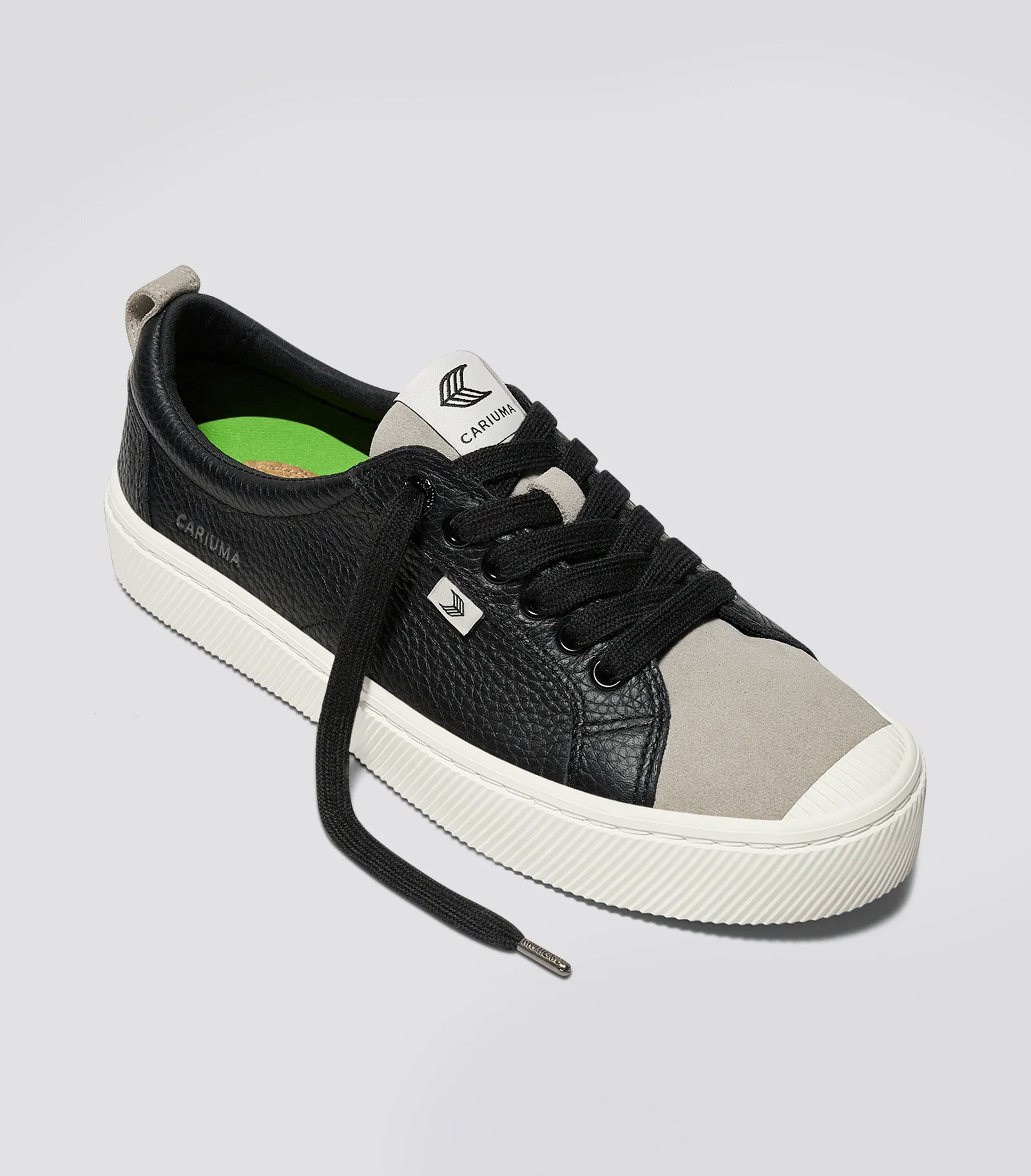 OCA Low Black Premium Leather Cloud Grey Suede Sneaker - Image 3