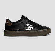 SALVAS Black and Teak Leather Ivory Logo Sneaker - Image 11