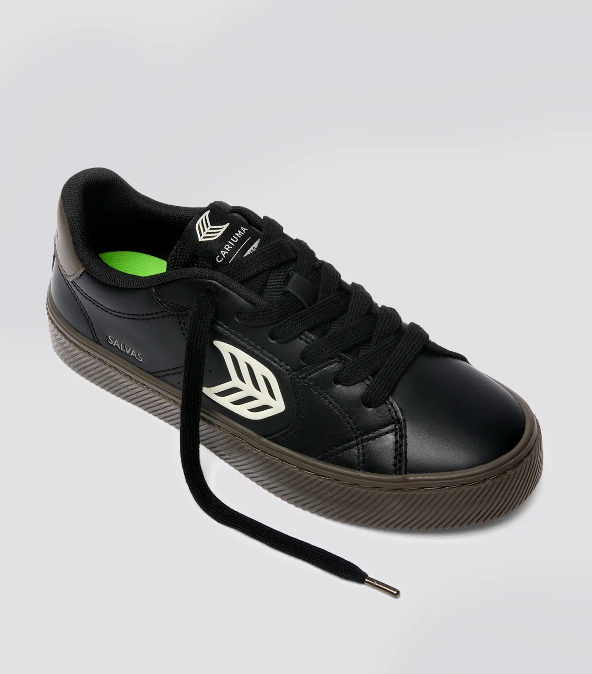 SALVAS Black and Teak Leather Ivory Logo Sneaker - Image 2