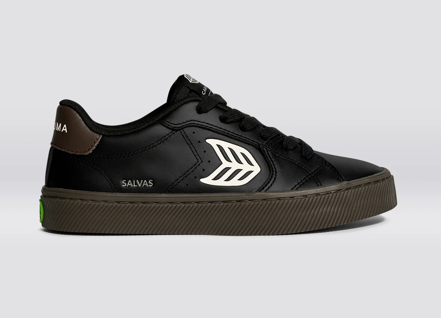 SALVAS Black and Teak Leather Ivory Logo Sneaker - Image 4