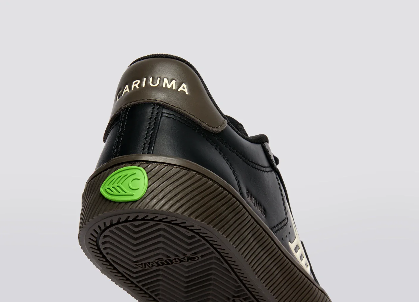 SALVAS Black and Teak Leather Ivory Logo Sneaker - Image 8