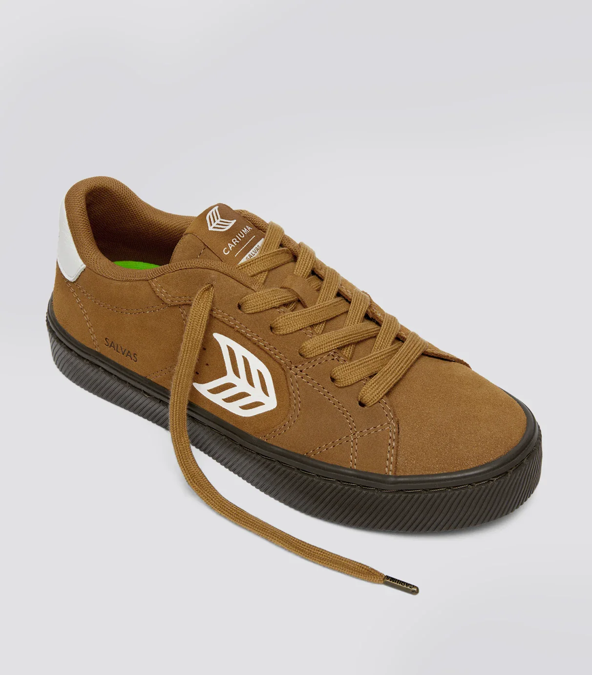 SALVAS Camel Suede Warm White Logo Sneaker - Image 2