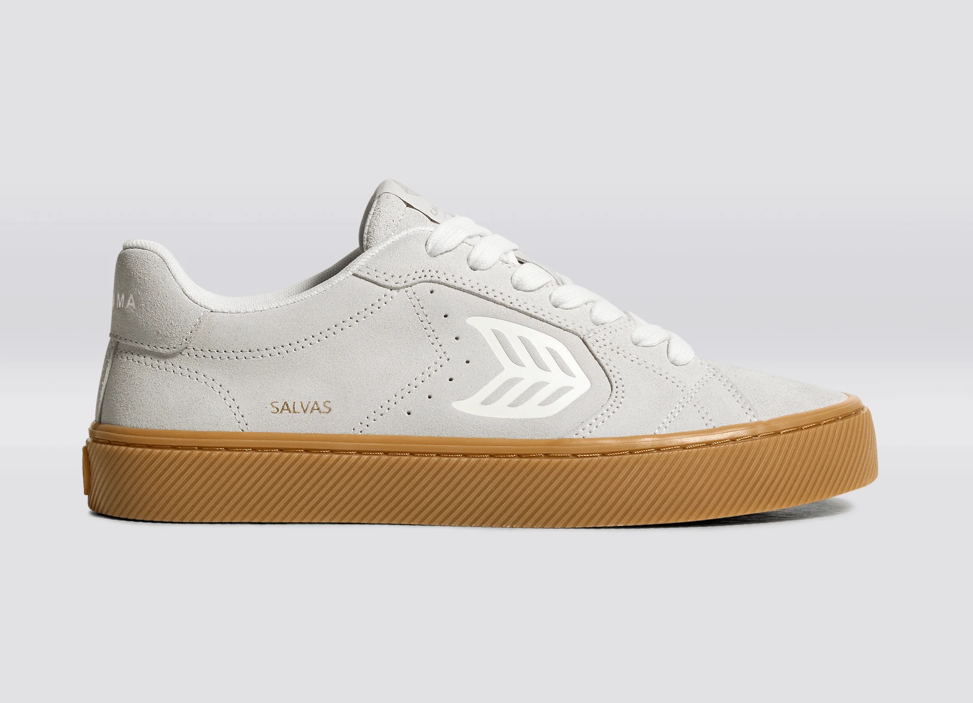 SALVAS Gum Smoke White Suede Off-White Logo Sneaker - Image 4