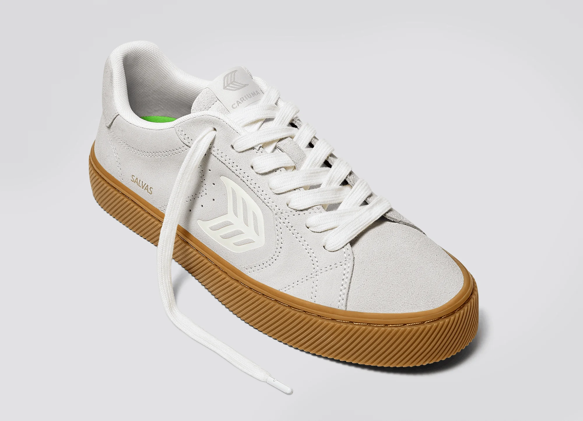 SALVAS Gum Smoke White Suede Off-White Logo Sneaker - Image 5