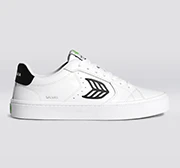 SALVAS White Leather Black Logo Sneaker - Image 11