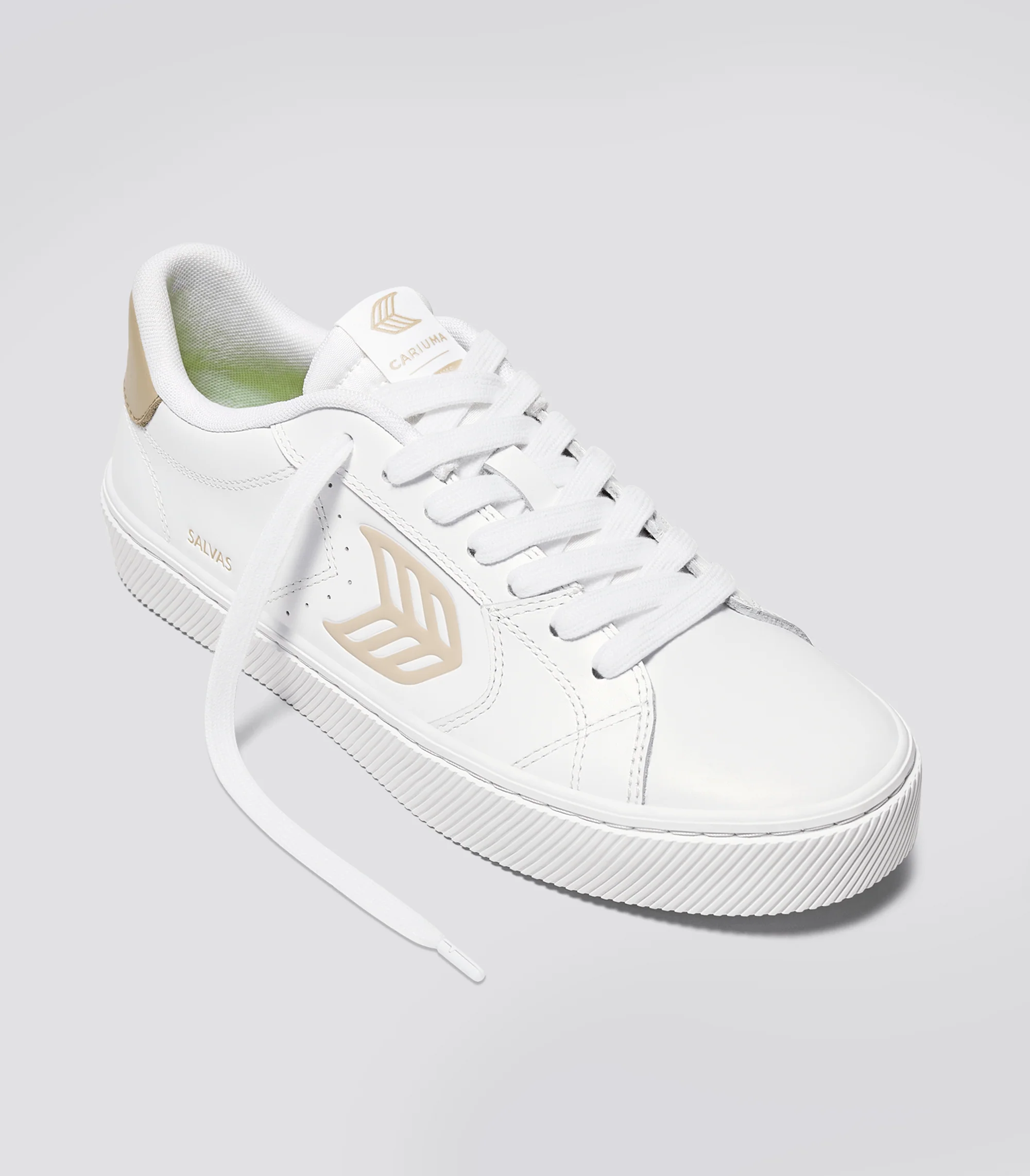 SALVAS White Leather Shifting Sand Logo Sneaker - Image 2