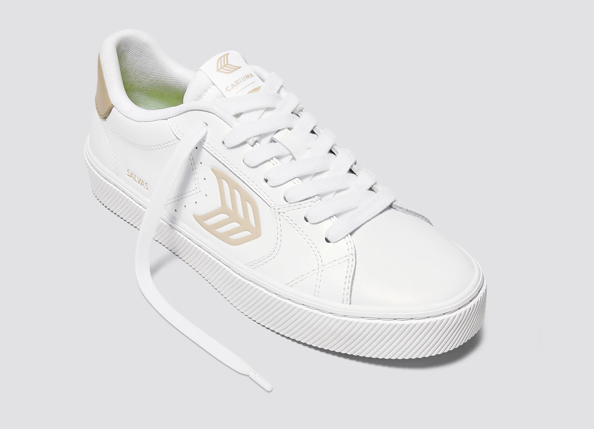 SALVAS White Leather Shifting Sand Logo Sneaker - Image 5