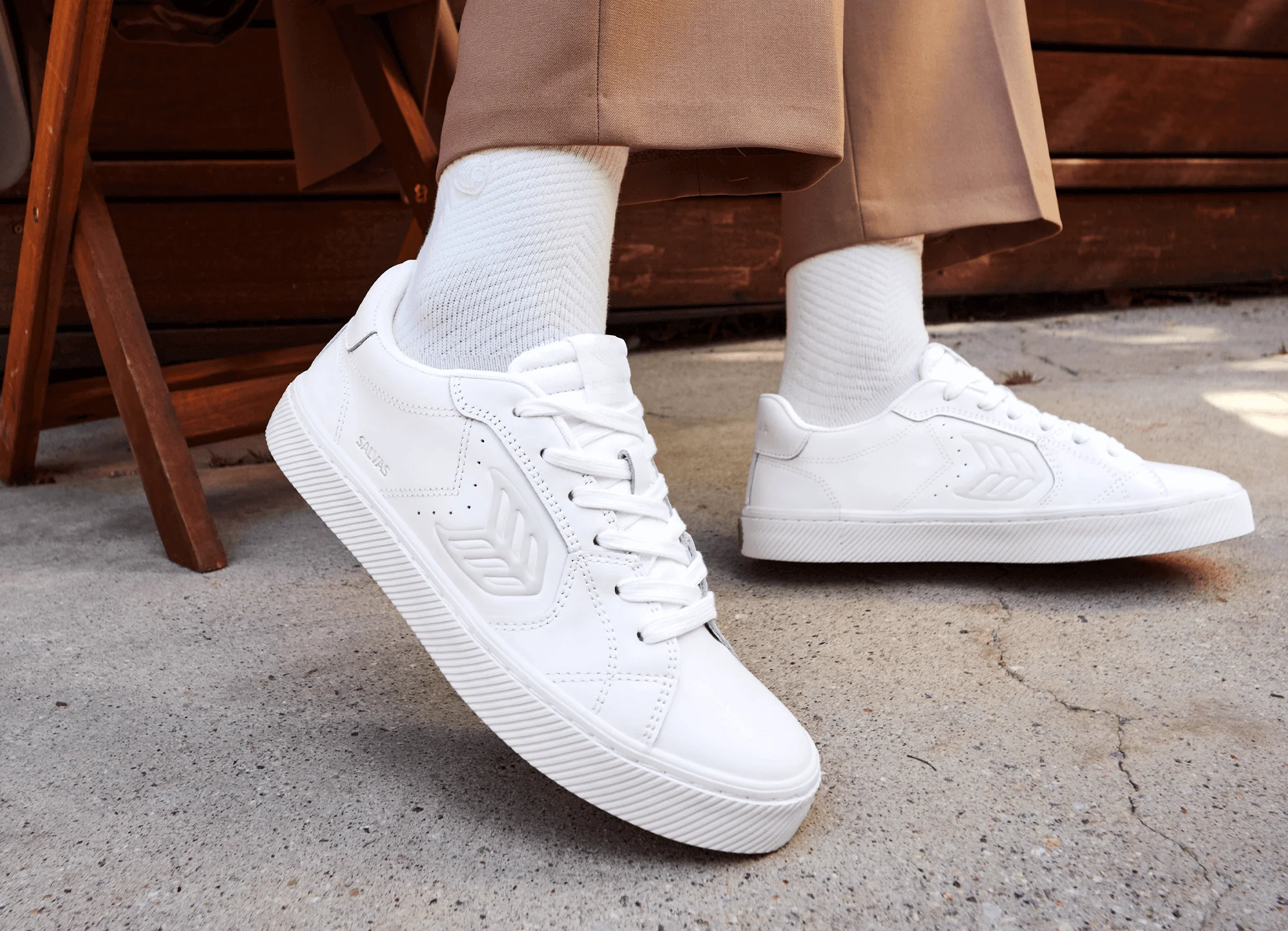 SALVAS White Leather Sneaker - Image 6