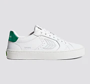 SALVAS White Premium Leather Ice Logo Metallic Green Sneaker - Image 10