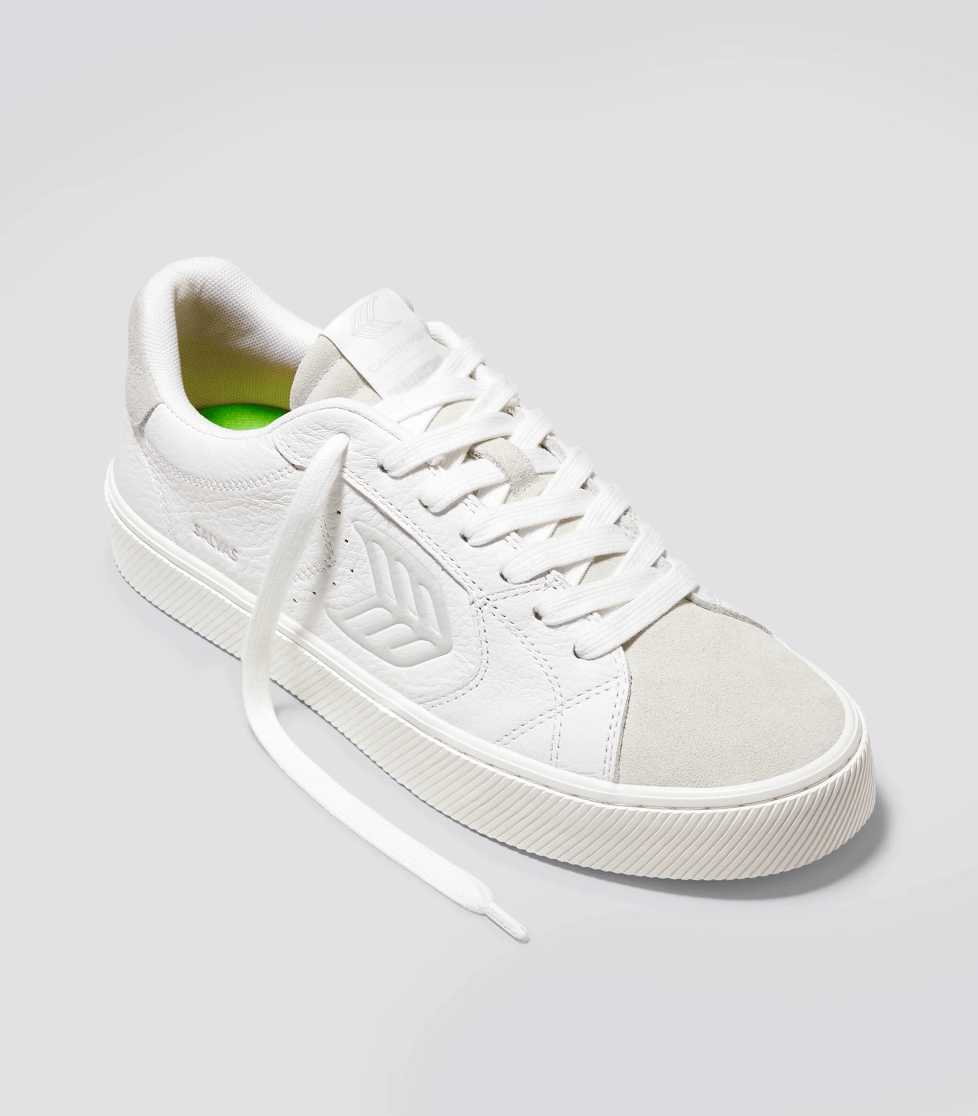SALVAS White Premium Leather Vintage White Suede Ice Logo Sneaker - Image 2