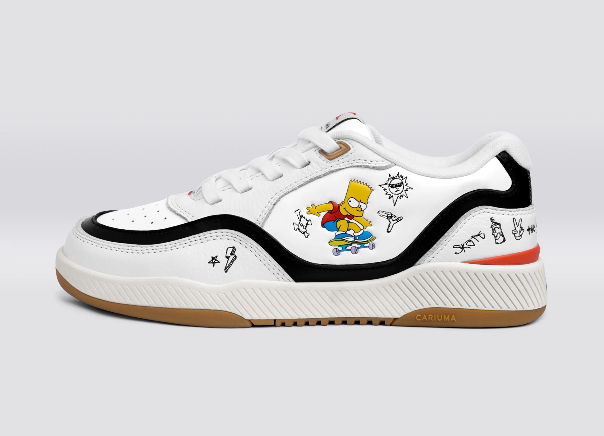 Simpsons UBA White Leather Bart Skateboard Sneaker - Image 3