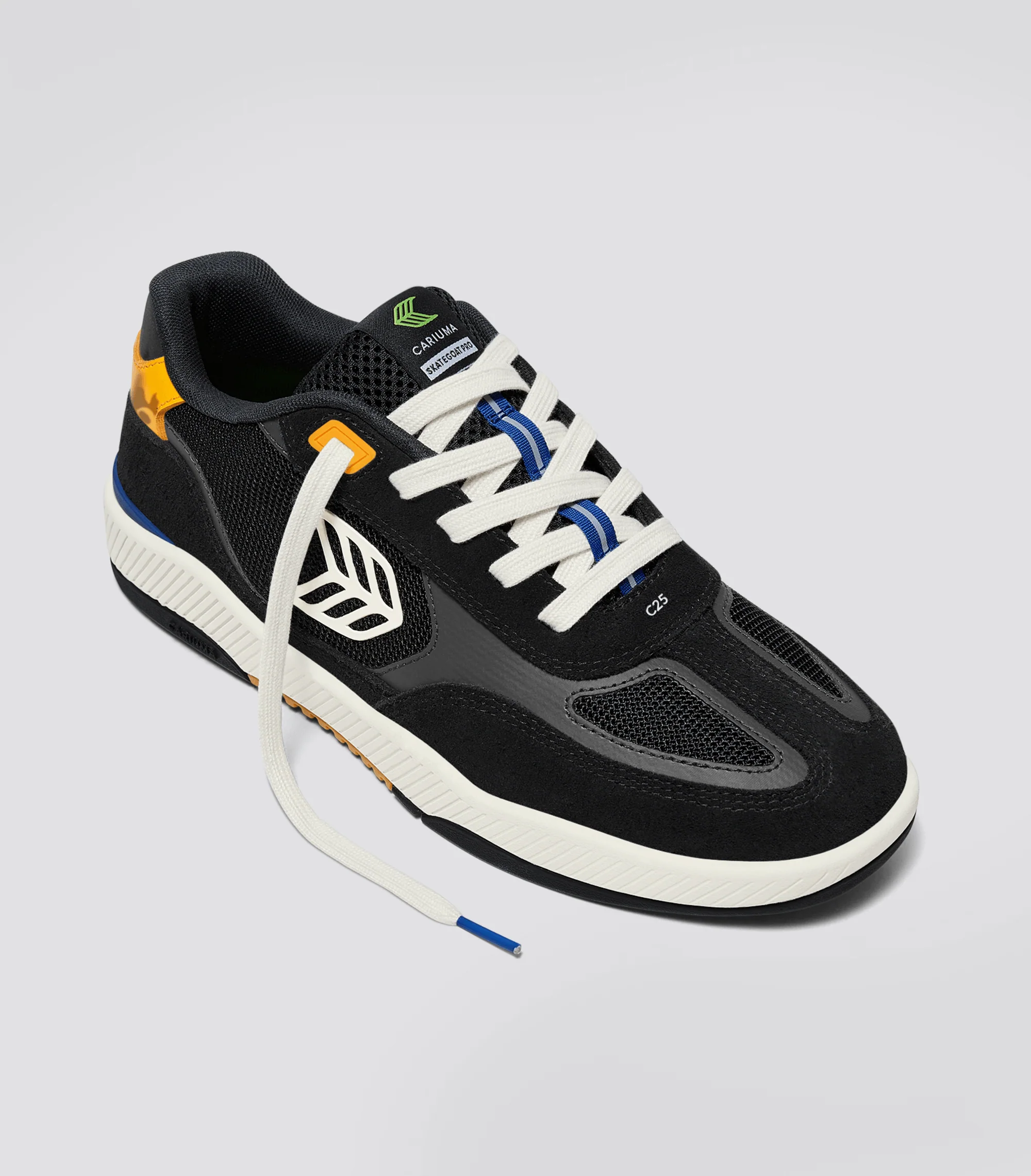 Skategoat C25 PRO Black Suede and Mesh Ivory Logo Yellow Sneaker - Image 2
