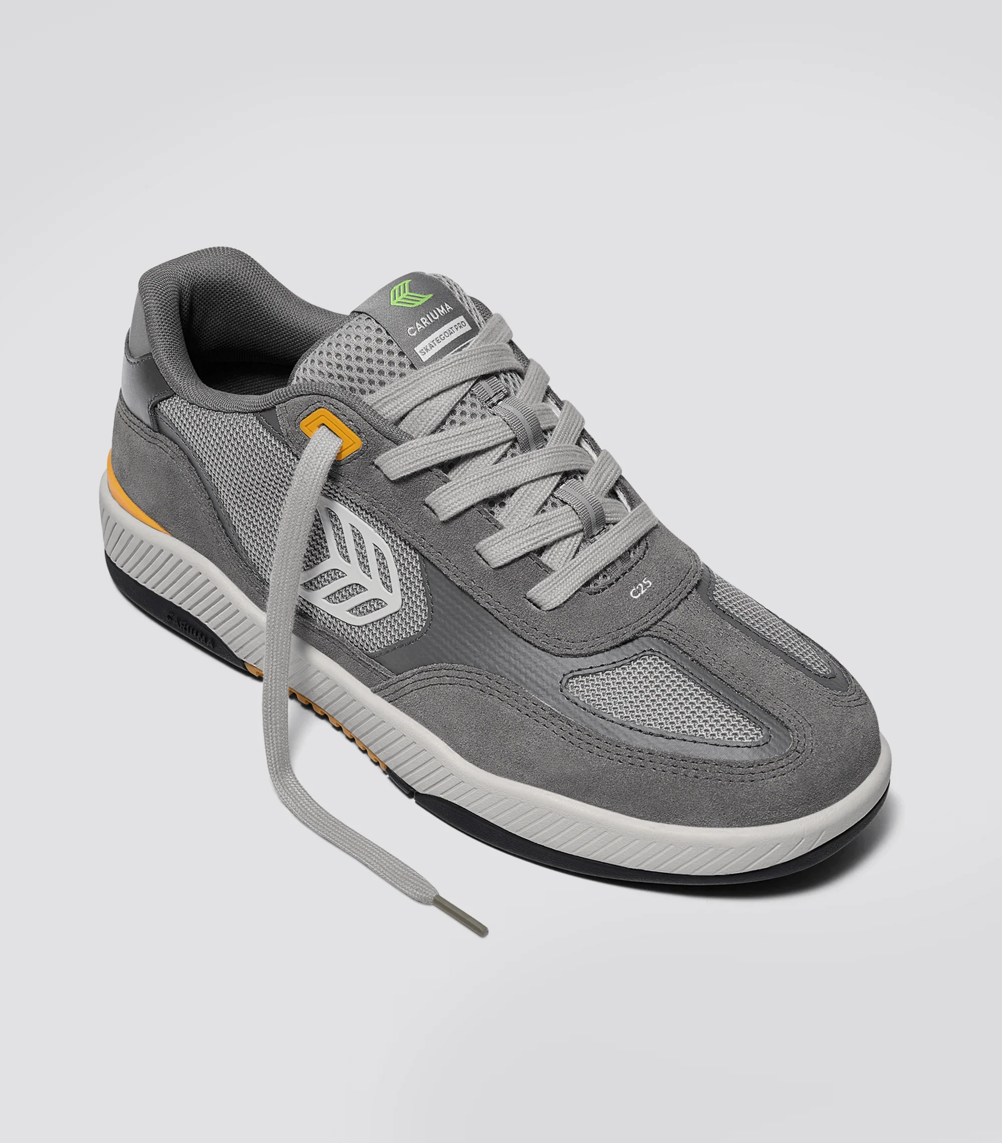 Skategoat C25 PRO Charcoal Grey Suede Light Grey Mesh Ice Logo Yellow Sneaker - Image 2