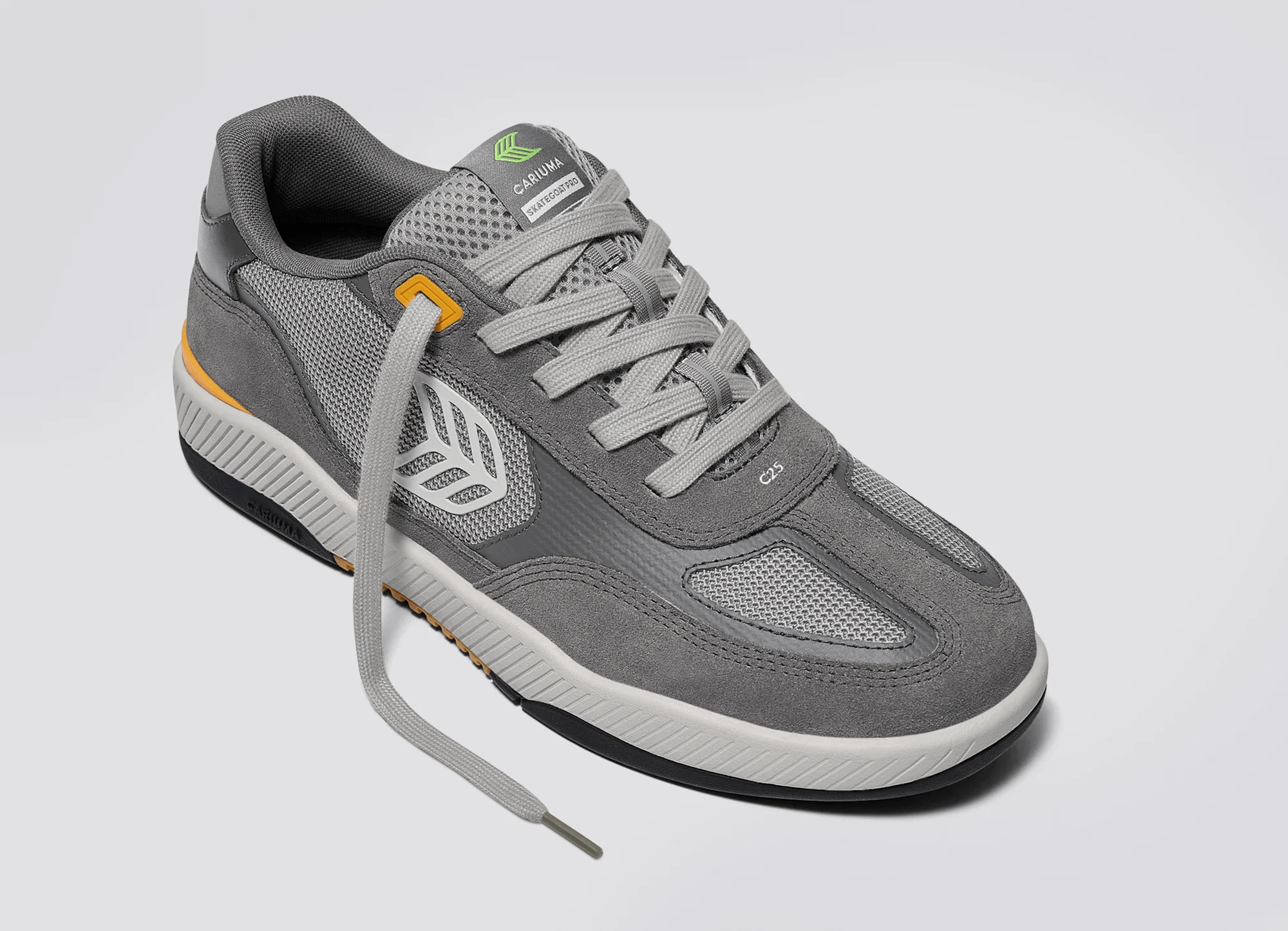 Skategoat C25 PRO Charcoal Grey Suede Light Grey Mesh Ice Logo Yellow Sneaker - Image 5