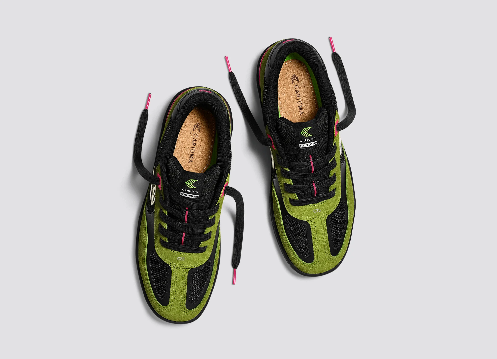 Skategoat C25 PRO Lime Green Suede Black Mesh Ivory Logo Pink Sneaker - Image 8