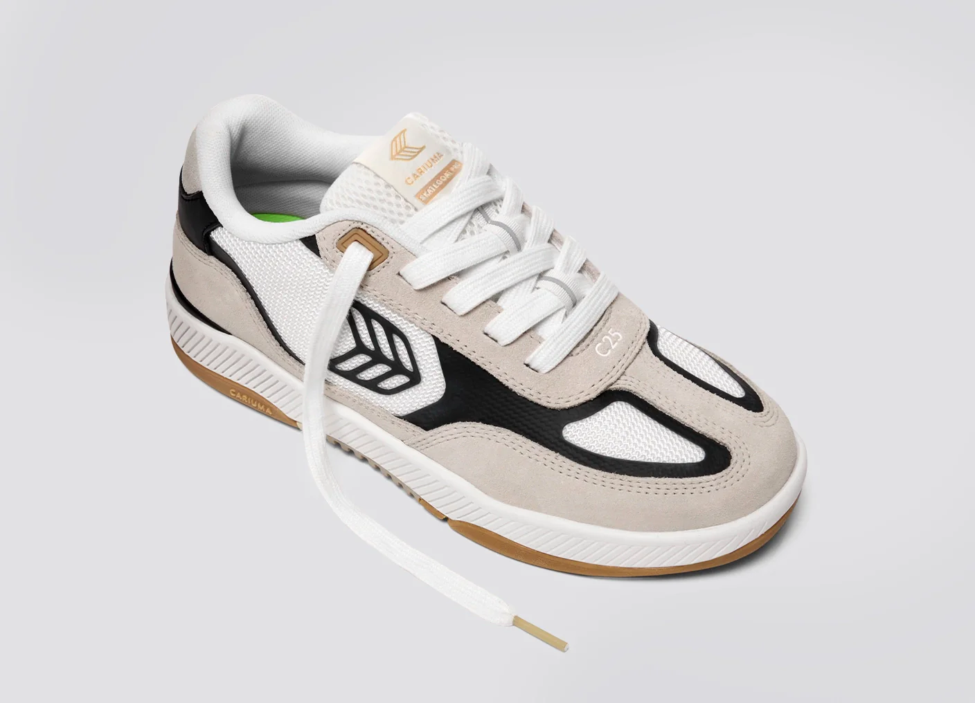 Skategoat C25 PRO Off-White Mesh Light Cream Suede Black Accents Sneaker - Image 5