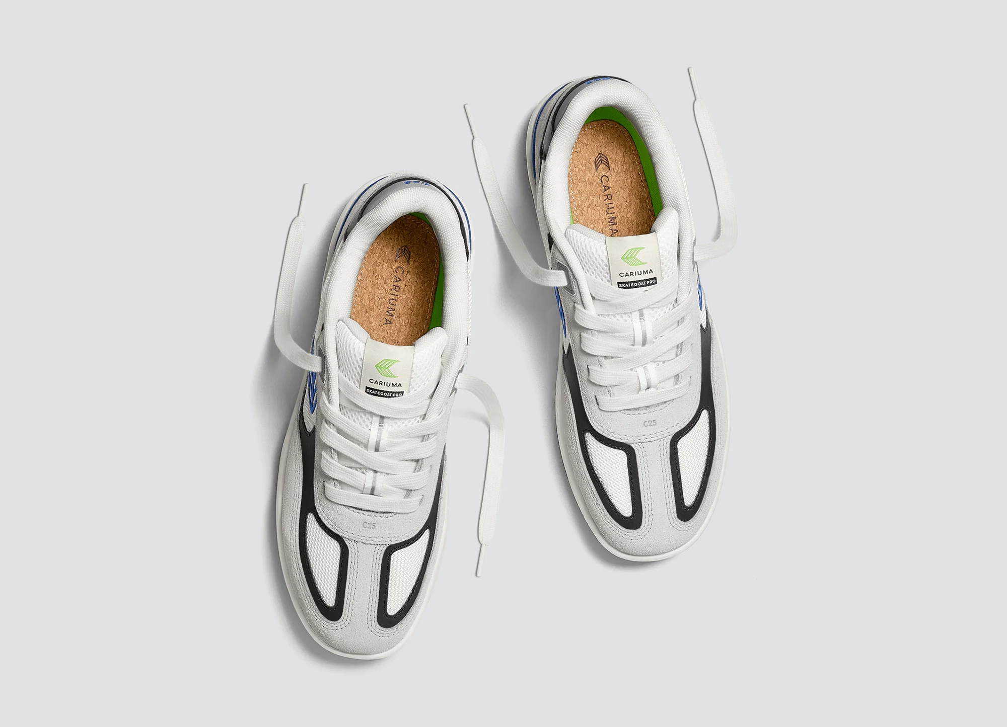Skategoat C25 PRO Smoke White Suede Off-White Mesh Blue Logo Black Sneaker - Image 8
