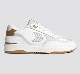 Skategoat C25 White Premium Leather Plaza Taupe Logo Ivory Sneaker - Image 10