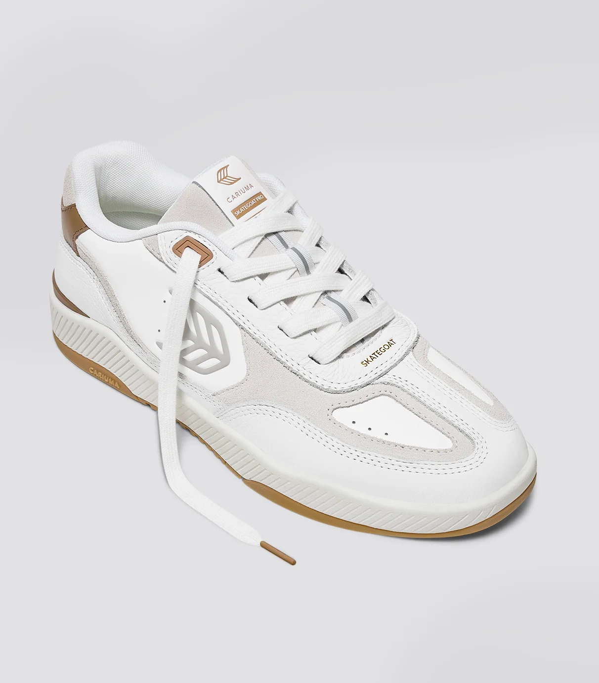 Skategoat C25 White Premium Leather Plaza Taupe Logo Ivory Sneaker - Image 2