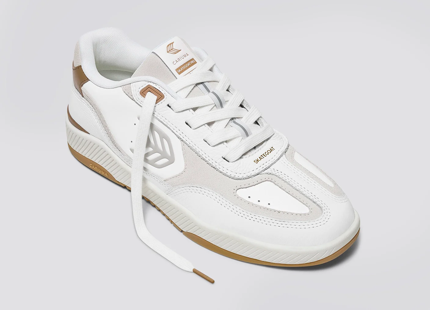 Skategoat C25 White Premium Leather Plaza Taupe Logo Ivory Sneaker - Image 5