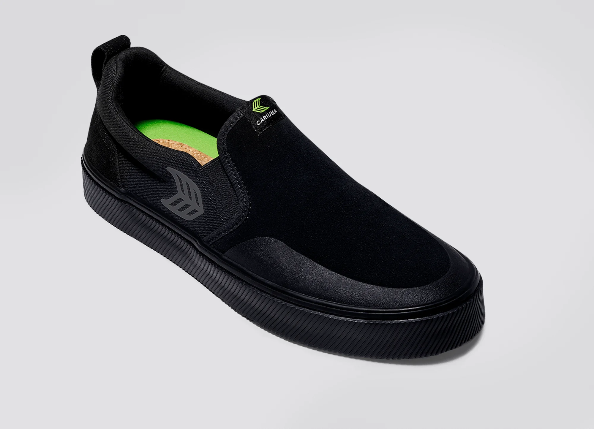 SLIP-ON PRO All Black Suede and Canvas Ash Grey Logo Sneaker - Image 5