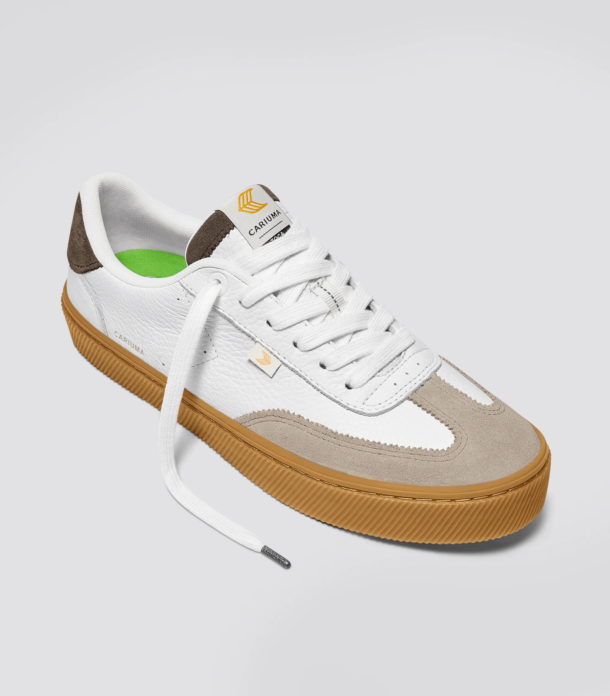 TOCA Gum White Premium Leather Plaza Taupe Suede Dark Khaki Sneaker - Image 2