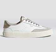 TOCA White Premium Leather Vintage White Suede Metallic Gold Sneaker - Image 10