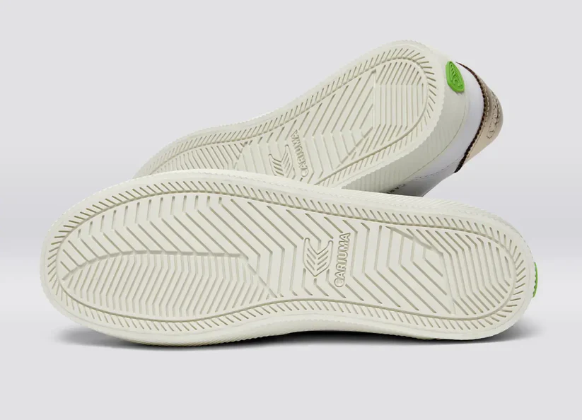 TOCA White Premium Leather Vintage White Suede Metallic Gold Sneaker - Image 6