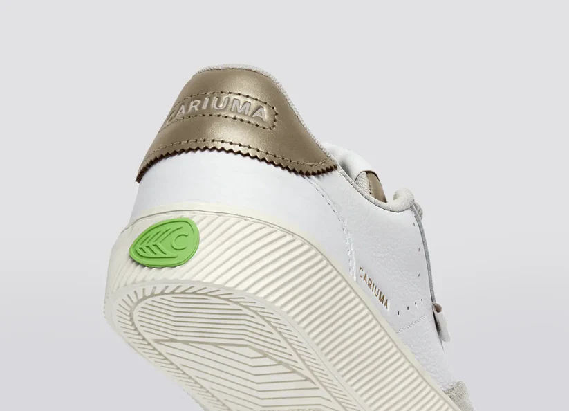 TOCA White Premium Leather Vintage White Suede Metallic Gold Sneaker - Image 7