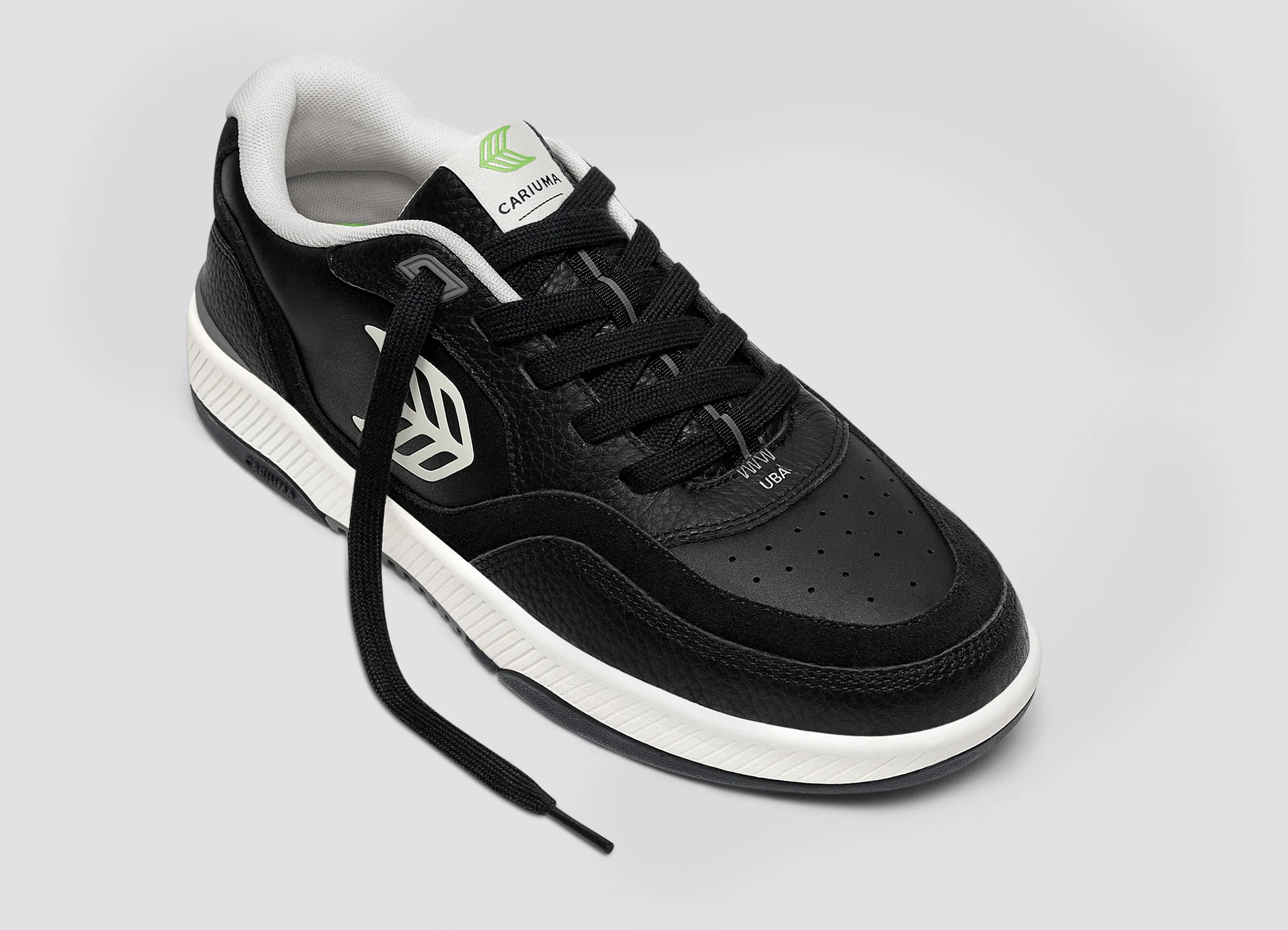 UBA Black Leather Off-White Logo Sneaker - Image 5
